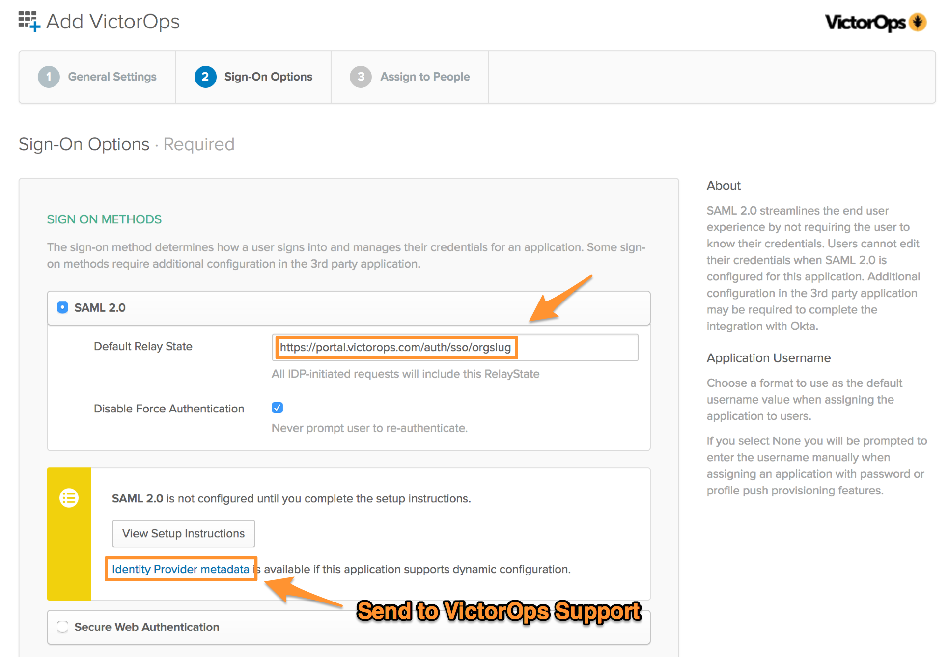 VictorOps Okta SSO setup step 6