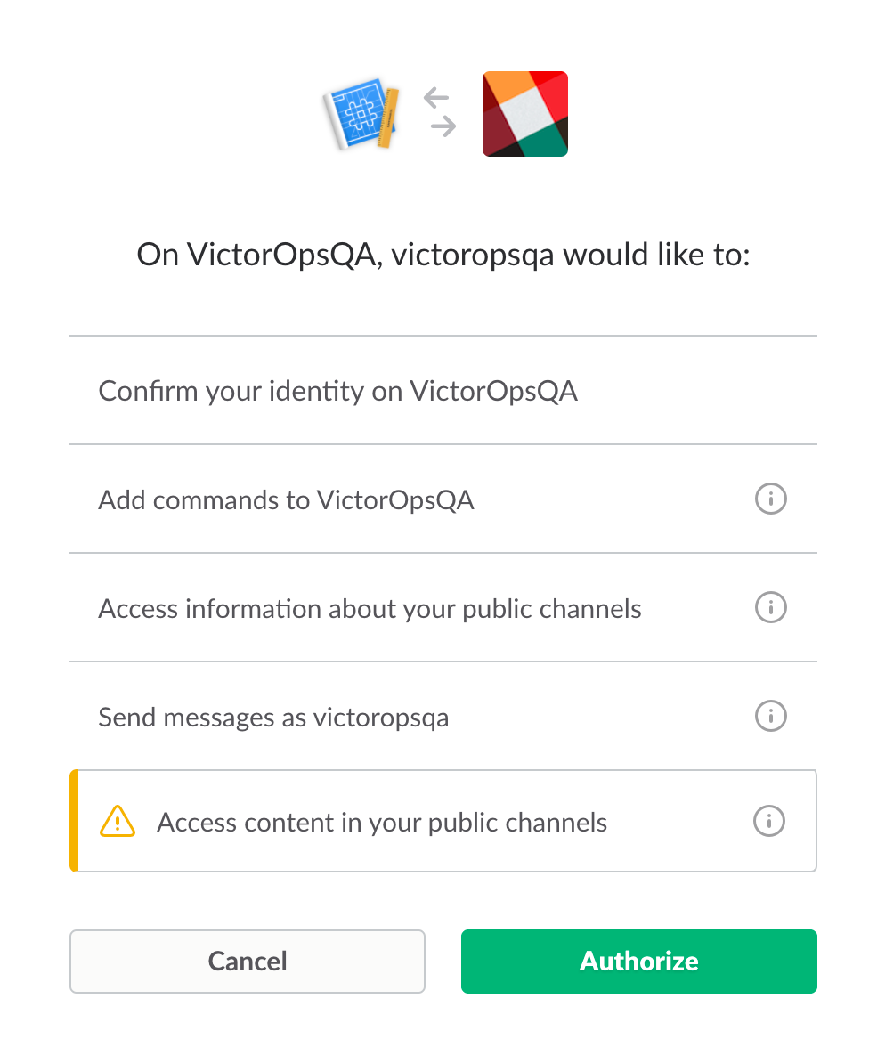 integration authorization - slack and victorops