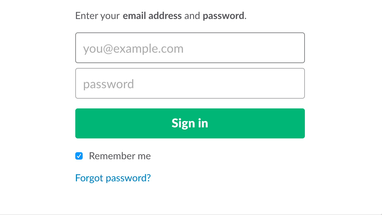 email and password prompt for integration screen