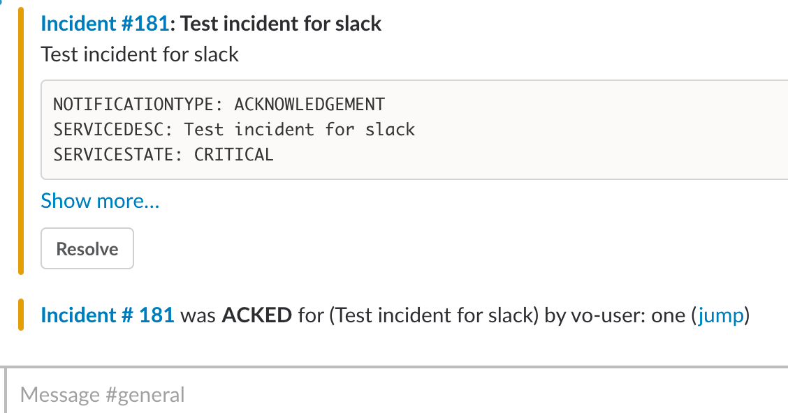 VictorOps Slack alert incident example 2