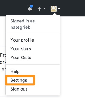 choose settings in github to adjust application settings