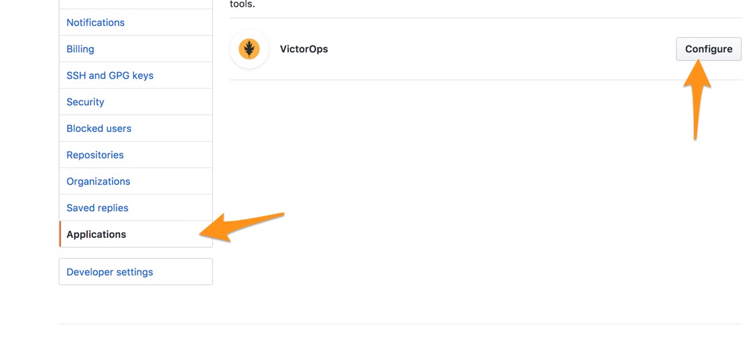 select configure to customize application settings in github