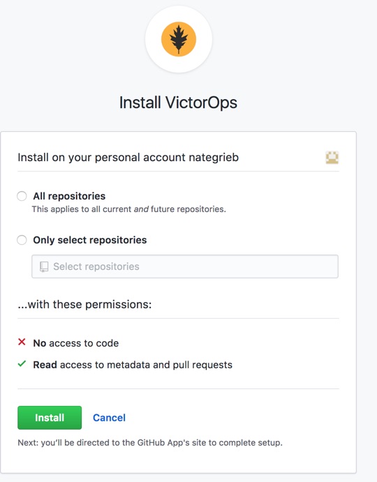 choose repositories you want to integrate with in github