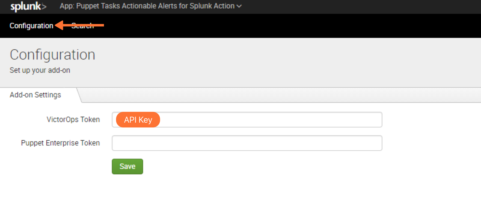 Configure puppet tasks in splunk enterprise