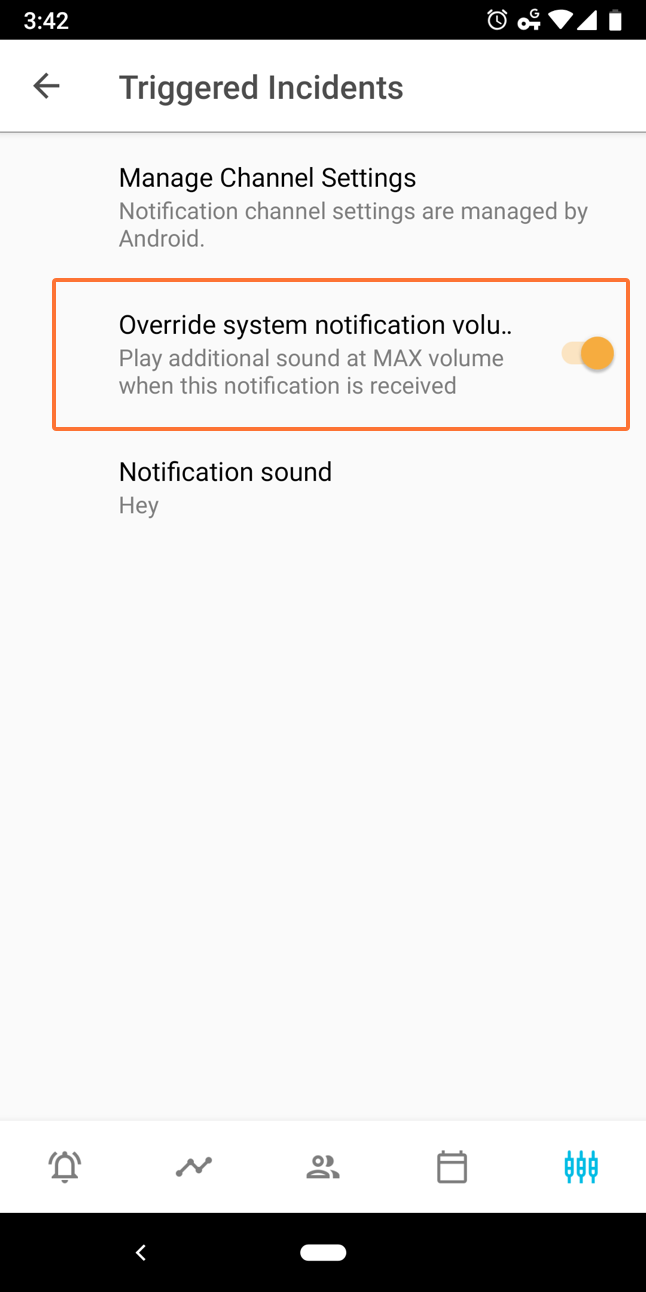 override system notification value in Android