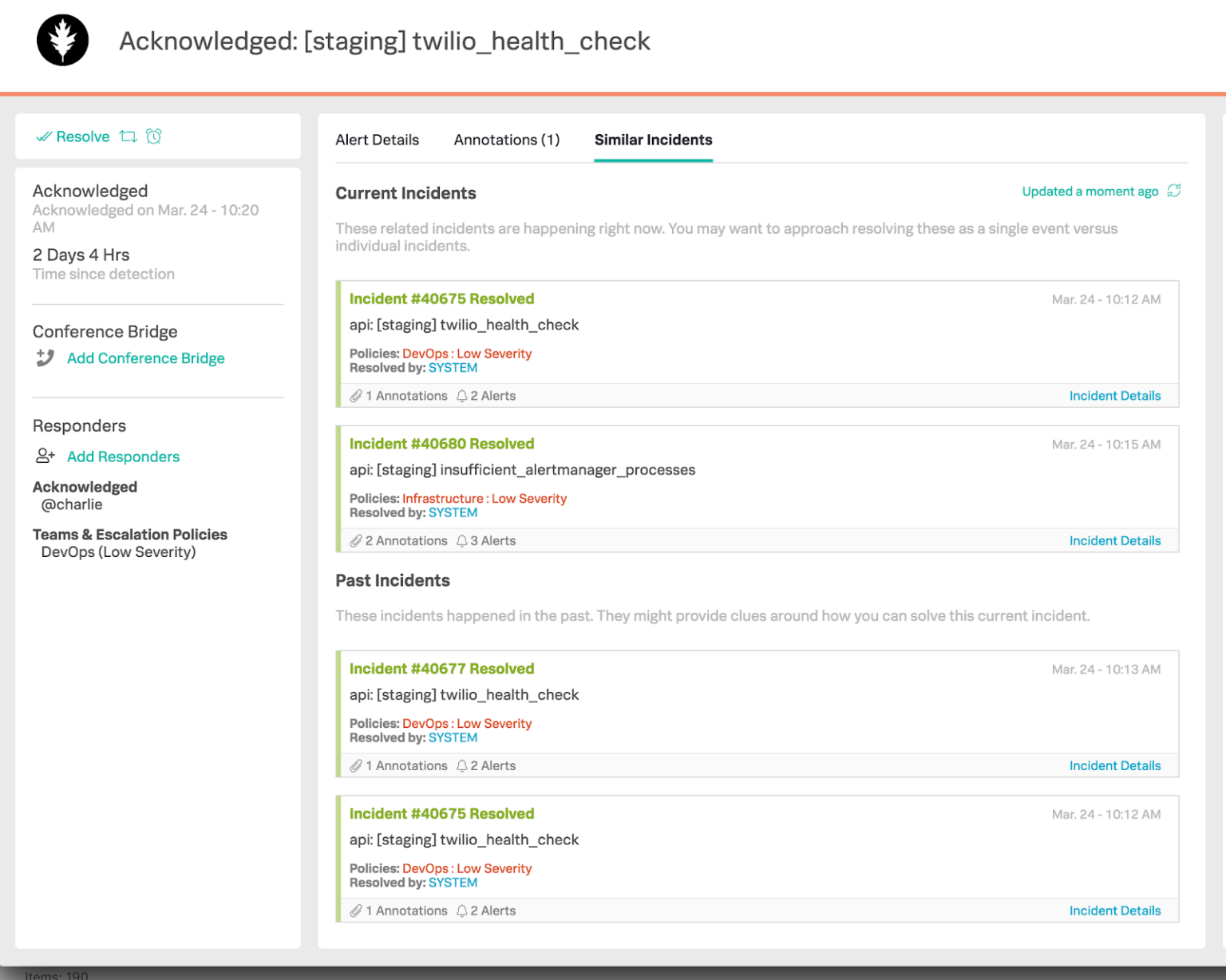 Similar Incidents | Splunk On-Call Software